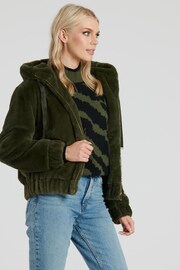 South Beach Green Faux Fur Hooded Jacket - Image 2 of 2