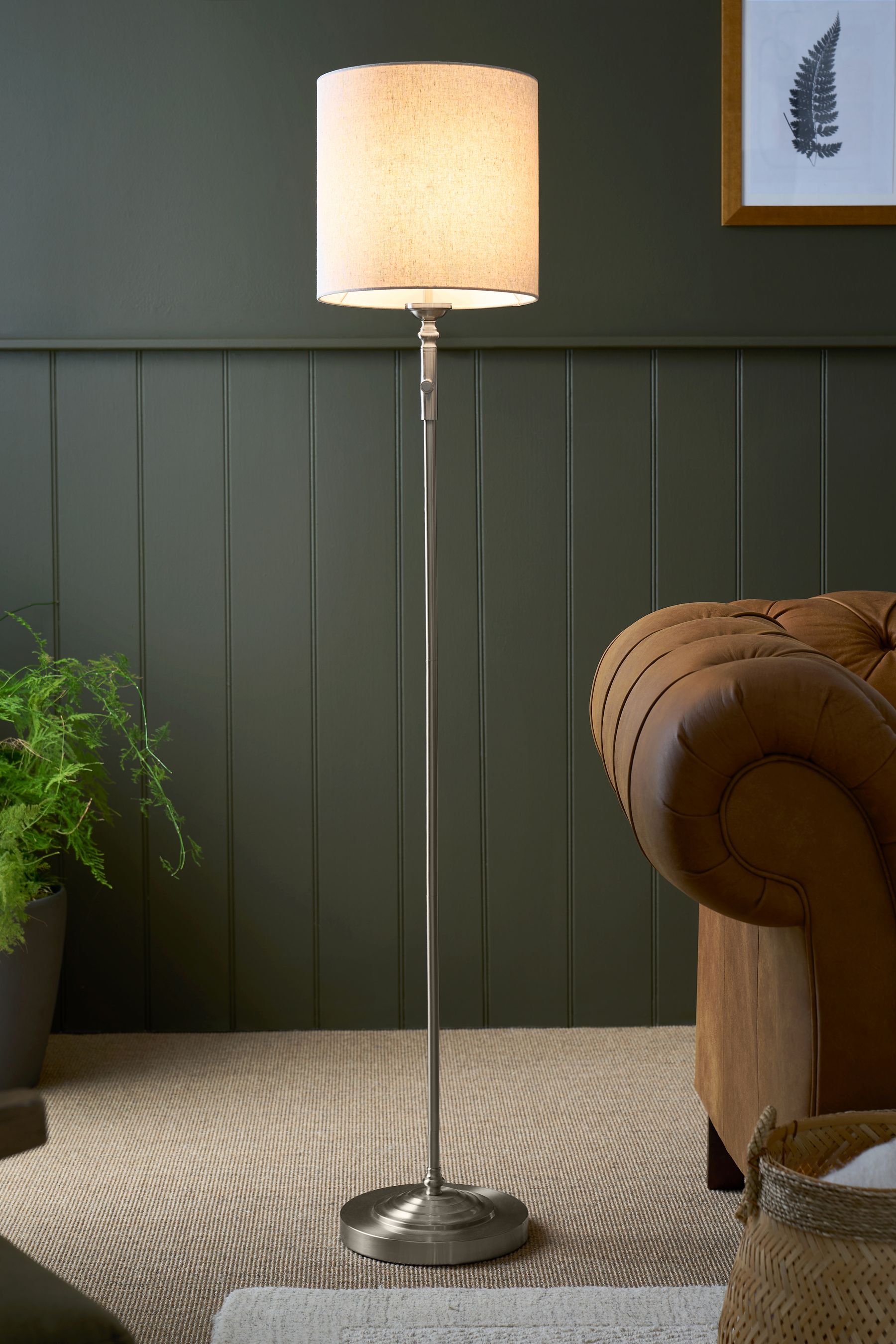 Buy Brushed Chrome Burford Battery Operated Floor Lamp from the