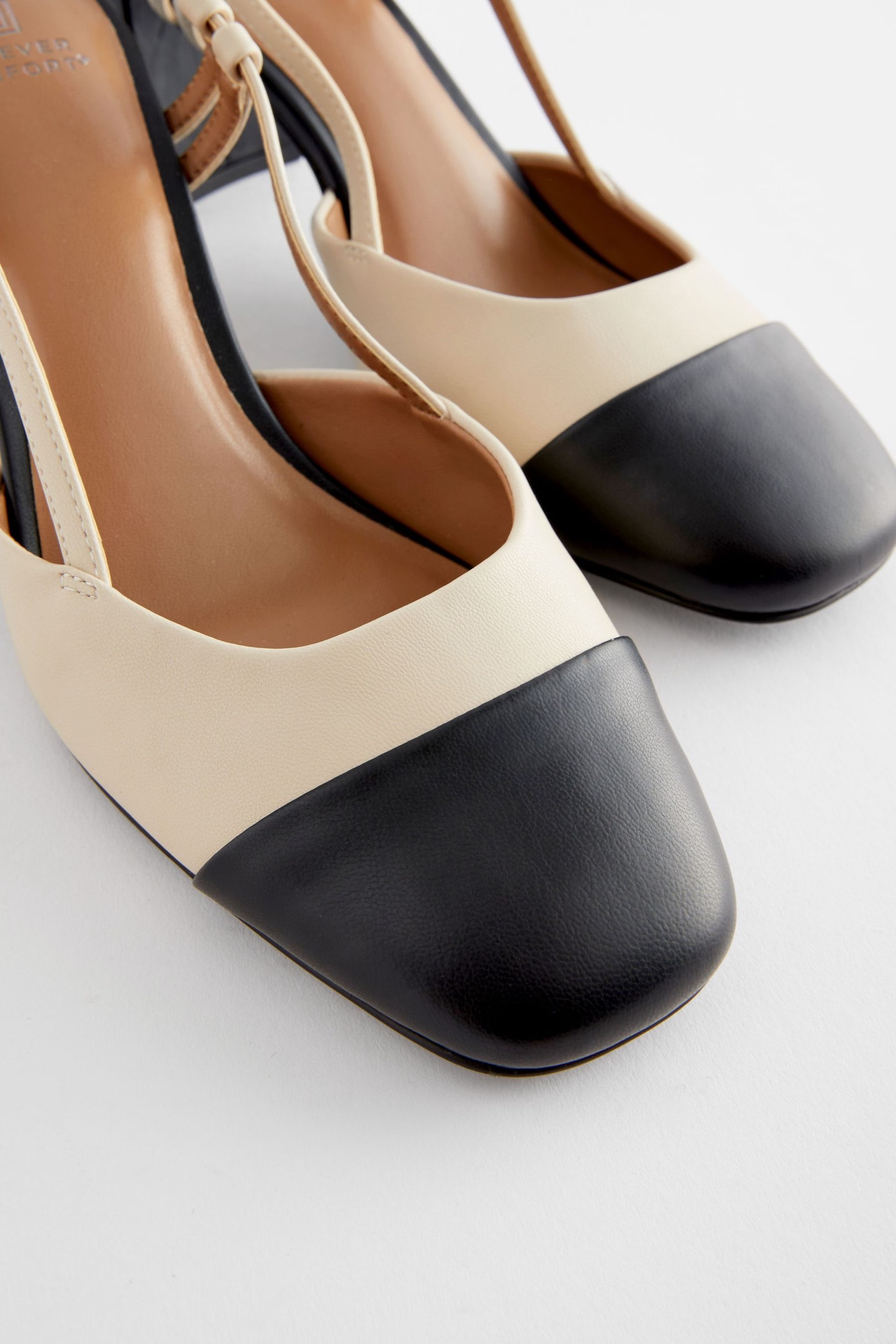 Bone Cream Forever Comfort® Square Toe Slingback Block Heel Shoes - Image 3 of 5