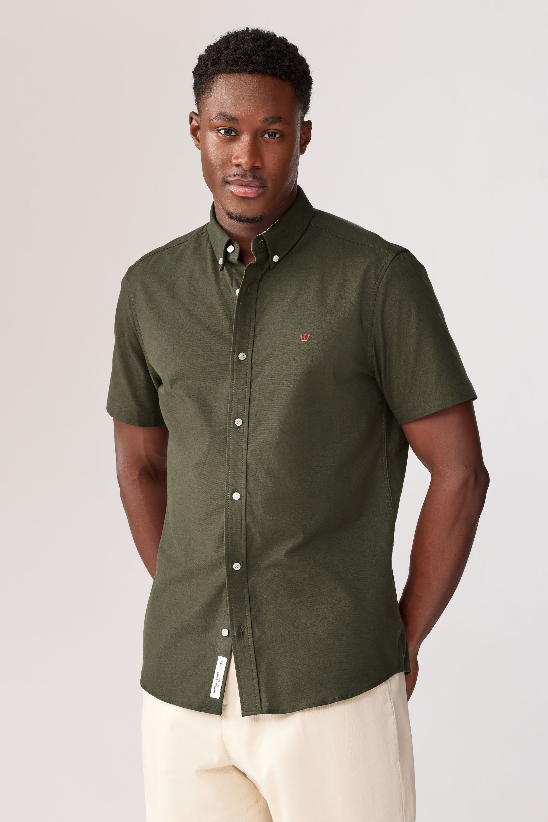 Buy Khaki Green Stretch Oxford Short Sleeve Shirt from the Next UK online shop