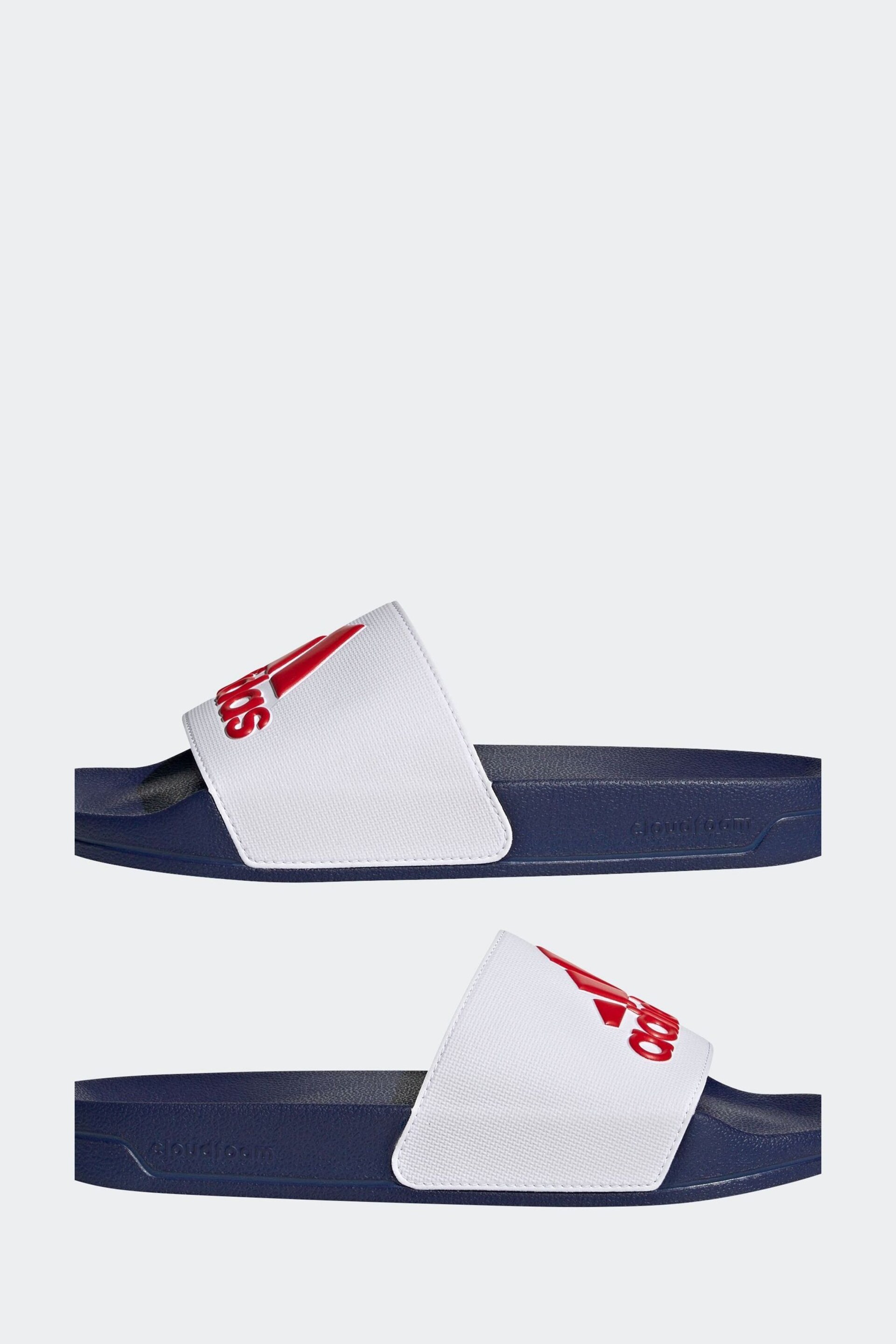 adidas White Sportswear Adilette Shower Slides - Image 5 of 9