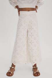 Reiss Ivory Nella Junior Cotton Broderie Lace Trousers - Image 3 of 4