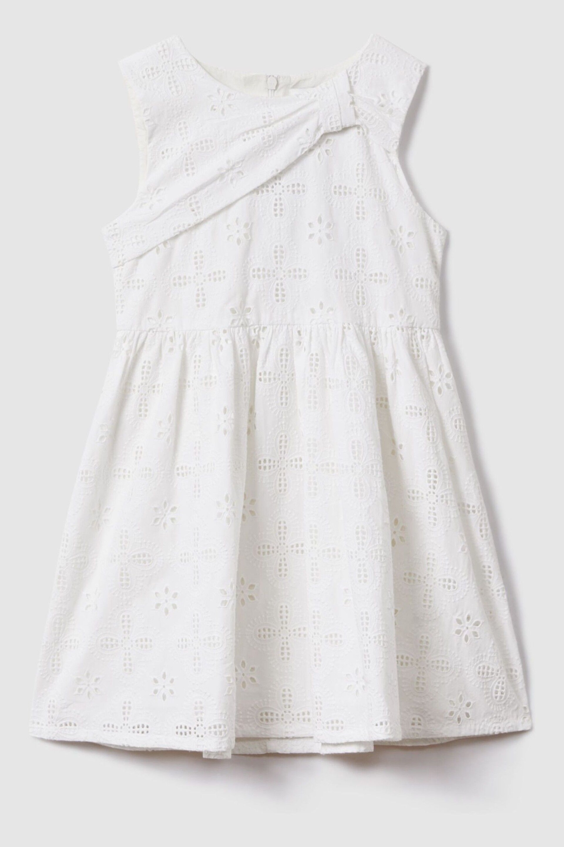 Reiss Ivory Mabel Teen Cotton Broderie Lace Dress - Image 1 of 6