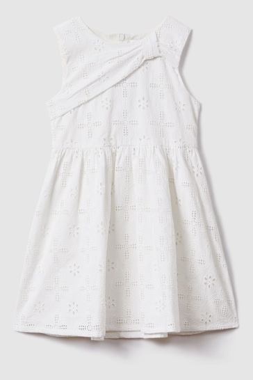 Reiss Ivory Mabel Teen Cotton Broderie Lace Dress
