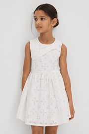 Reiss Ivory Mabel Teen Cotton Broderie Lace Dress - Image 2 of 6