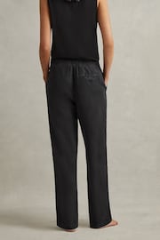 Reiss Charcoal Romie Drawstring Linen Trousers - Image 4 of 5