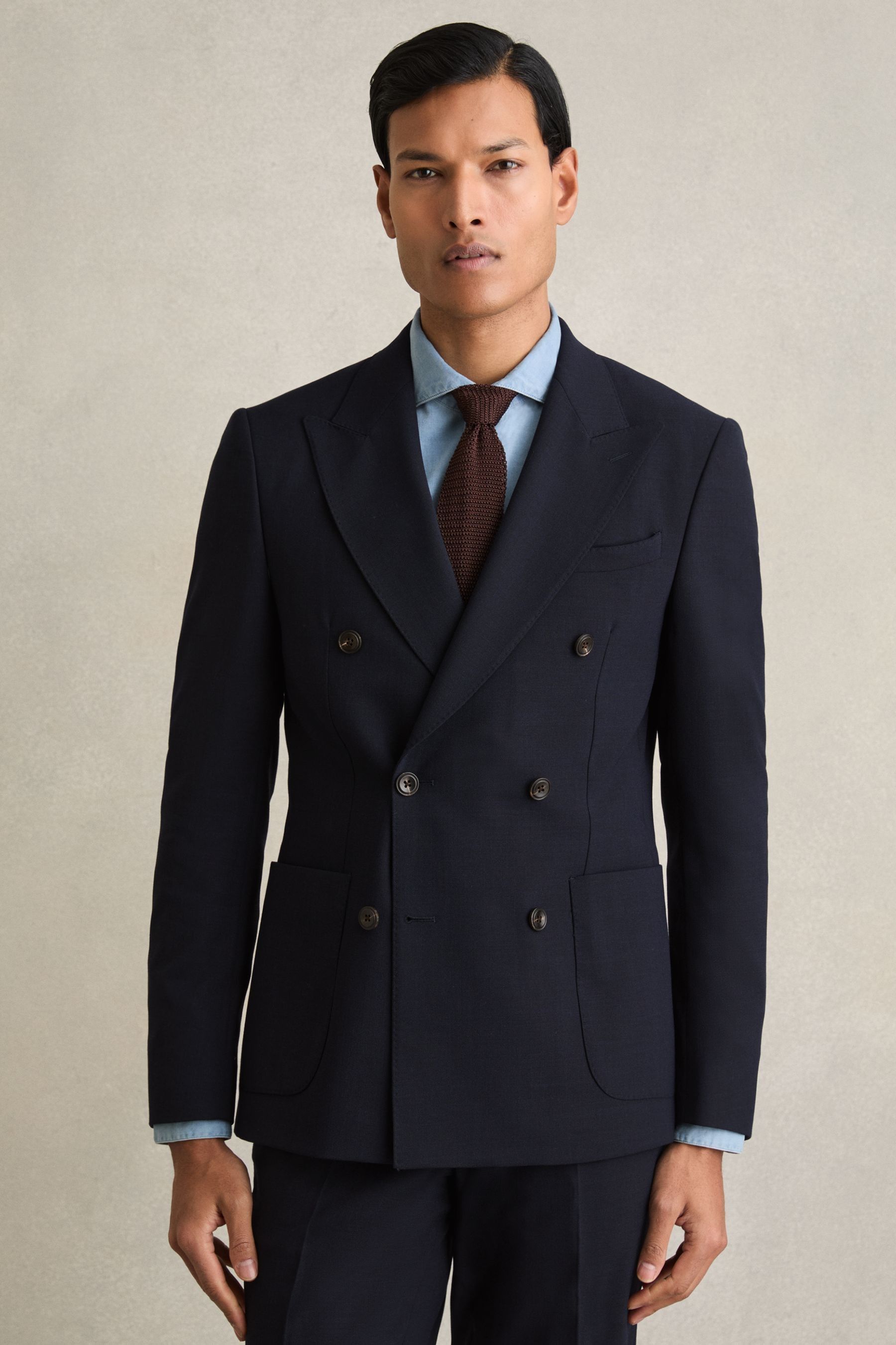 Buy Reiss Navy Belmont Slim Fit Double Breasted Blazer from Next Oman