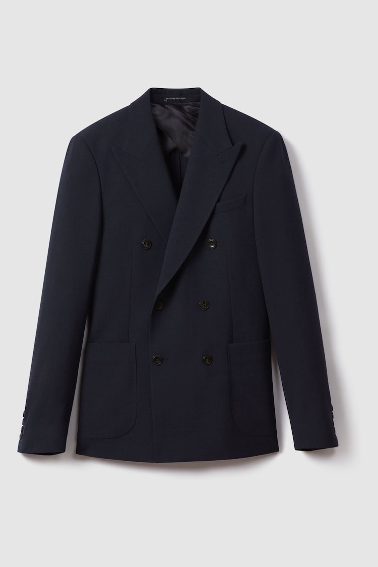 Reiss Navy Belmont Slim Fit Double Breasted Blazer - Image 2 of 8