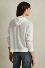 Reiss Ivory Candy Cotton Blend Sheer Hoodie - Image 4 of 4