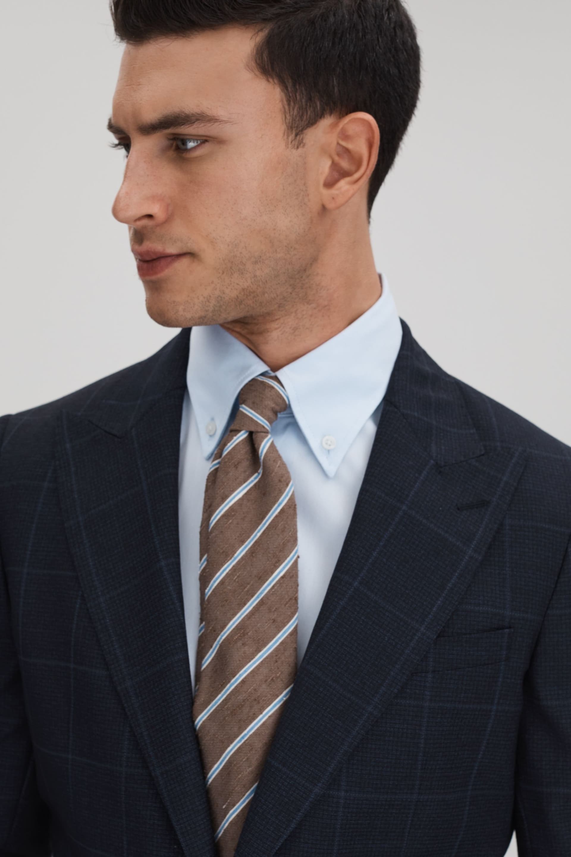 Reiss Navy Klink Wool Check Single Breasted Blazer - Image 4 of 7