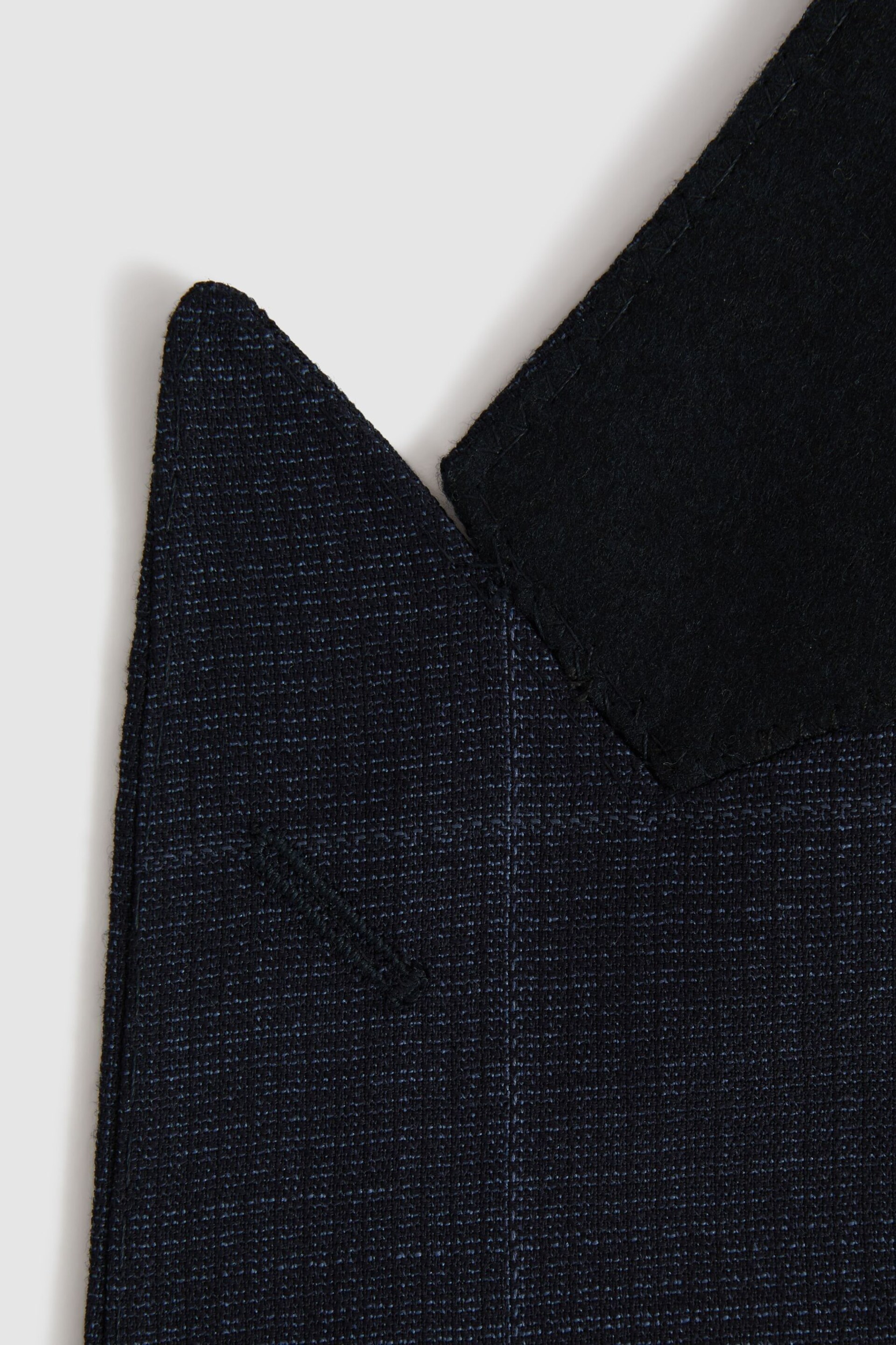 Reiss Navy Klink Wool Check Single Breasted Blazer - Image 6 of 7