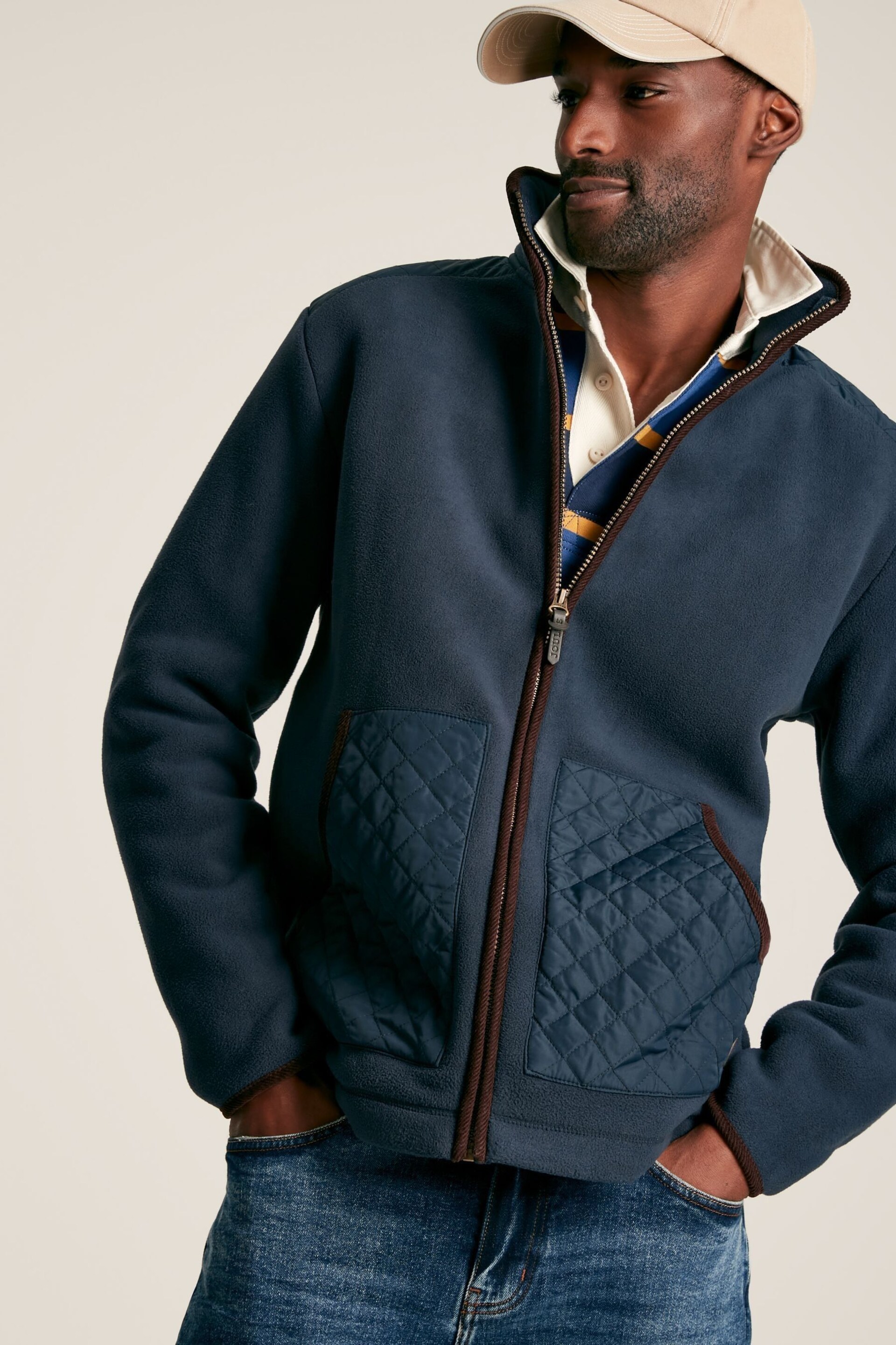 Joules Greenfield Navy Full Zip Fleece Jacket - Image 1 of 7