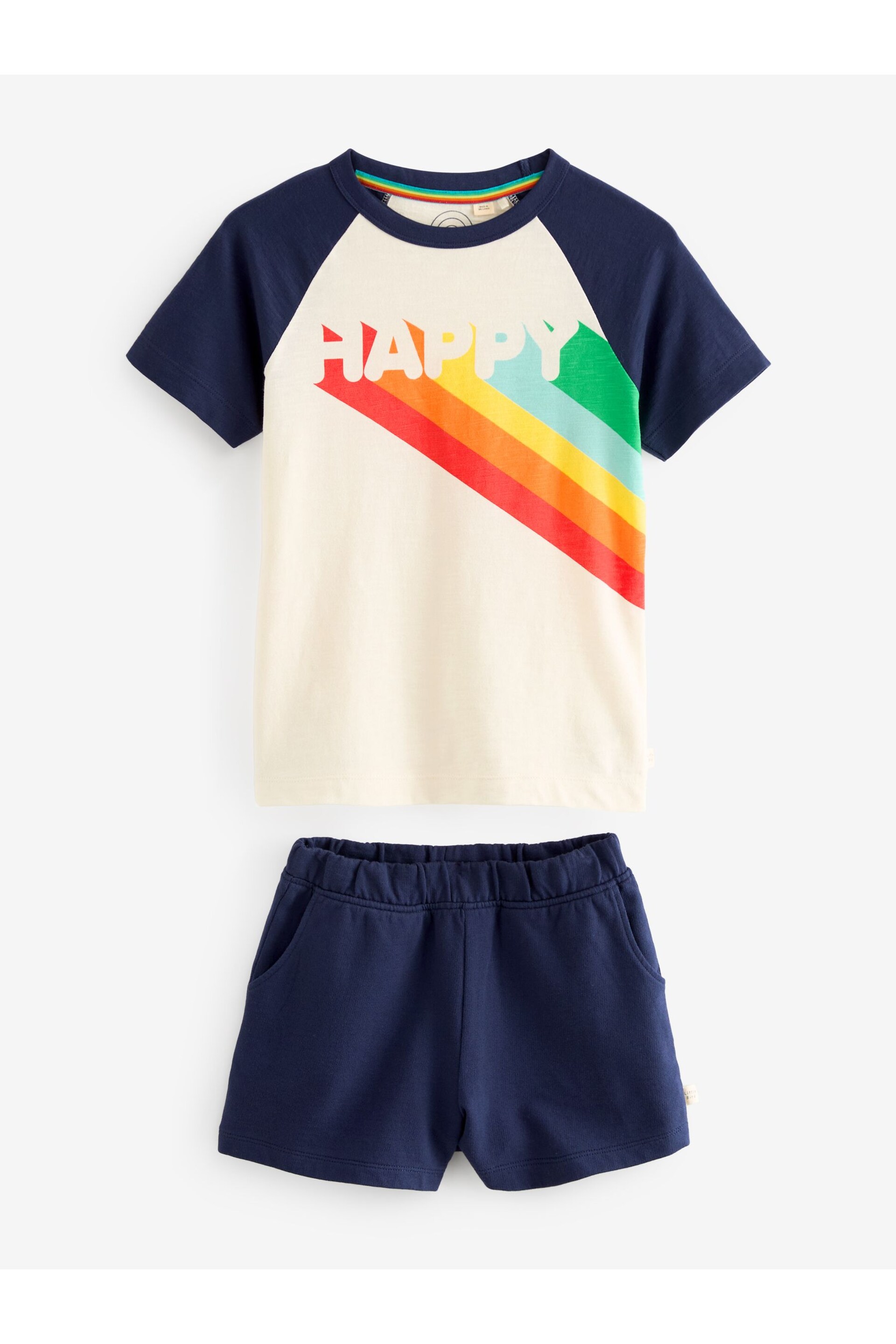 Little Bird by Jools Oliver Navy Happy T-Shirt and Short Set - Image 4 of 6