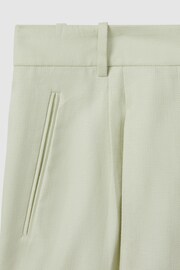 Reiss Mint Dianna Front Pleat Linen Blend Suit Shorts - Image 6 of 6