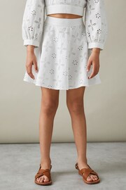 Reiss Ivory Nella Senior Cotton Broderie Lace Skirt - Image 1 of 7