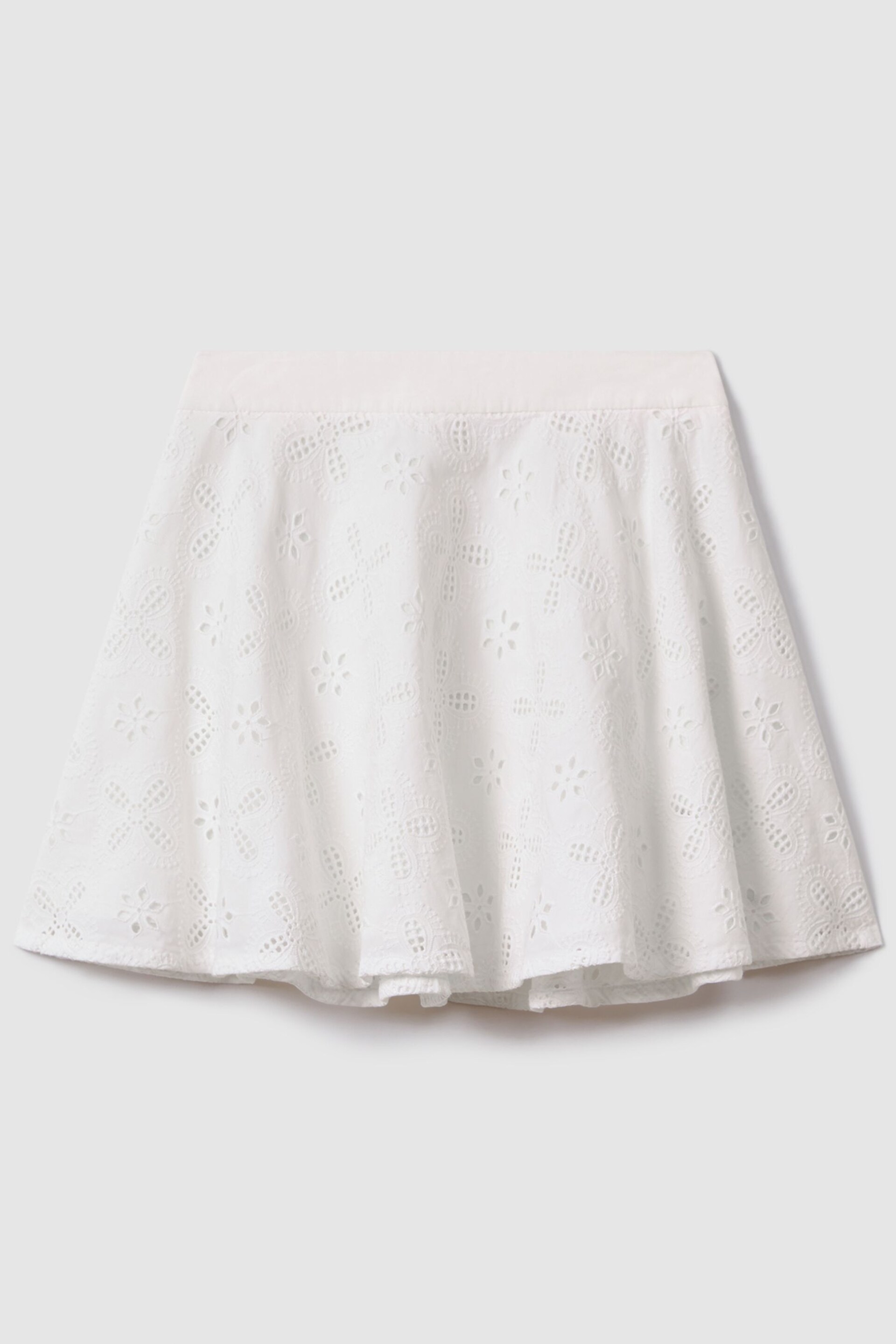 Reiss Ivory Nella Senior Cotton Broderie Lace Skirt - Image 2 of 7