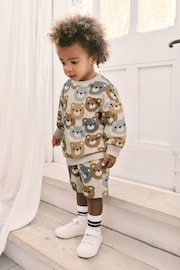 Neutral Drippy Bear Jersey Crew Neck Sweatshirt and Short Set (3mths-7yrs) (3mths-7yrs) - Image 1 of 5