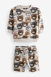 Neutral Drippy Bear Jersey Crew Neck Sweatshirt and Short Set (3mths-7yrs) (3mths-7yrs) - Image 3 of 3