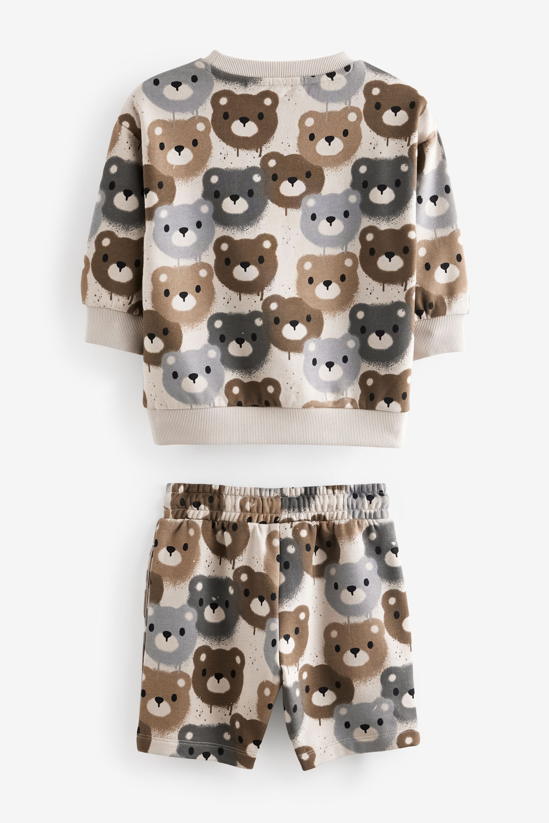 Neutral Drippy Bear Jersey Crew Neck Sweatshirt and Short Set (3mths-7yrs) (3mths-7yrs) - Image 4 of 5