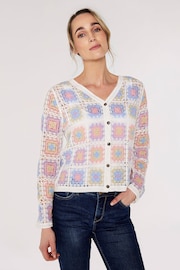 Apricot Cream Multi Crochet Squares Cardigan - Image 1 of 5