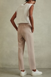 Reiss Mink Hailey Petite Tapered Pull On Trousers - Image 1 of 6