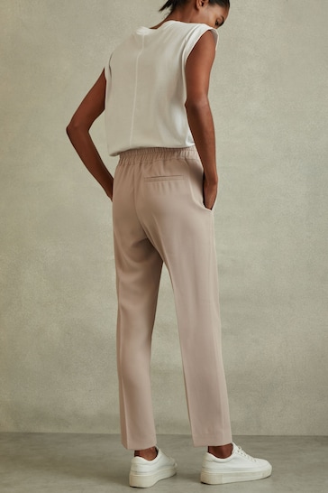 Reiss Mink Hailey Petite Tapered Pull On Trousers