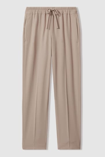 Reiss Mink Hailey Petite Tapered Pull On Trousers