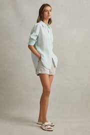 Reiss Aqua Belle Linen Button-Through Shirt - Image 4 of 6
