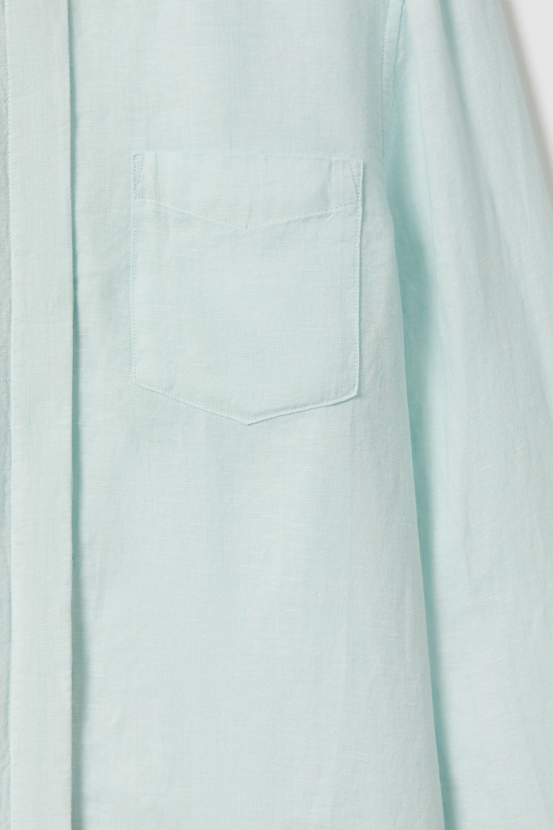 Reiss Aqua Belle Linen Button-Through Shirt - Image 6 of 6