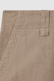 Reiss Mink Neutral Demi Petite Linen Wide Leg Garment Dyed Trousers - Image 6 of 7