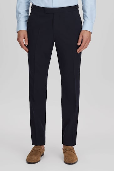 Reiss Navy Belmont Slim Fit Side Adjuster Trousers