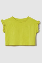 Reiss Lime Saskia Junior Ruffle Sleeve Cropped T-Shirt - Image 2 of 7