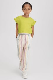 Reiss Lime Saskia Junior Ruffle Sleeve Cropped T-Shirt - Image 3 of 7