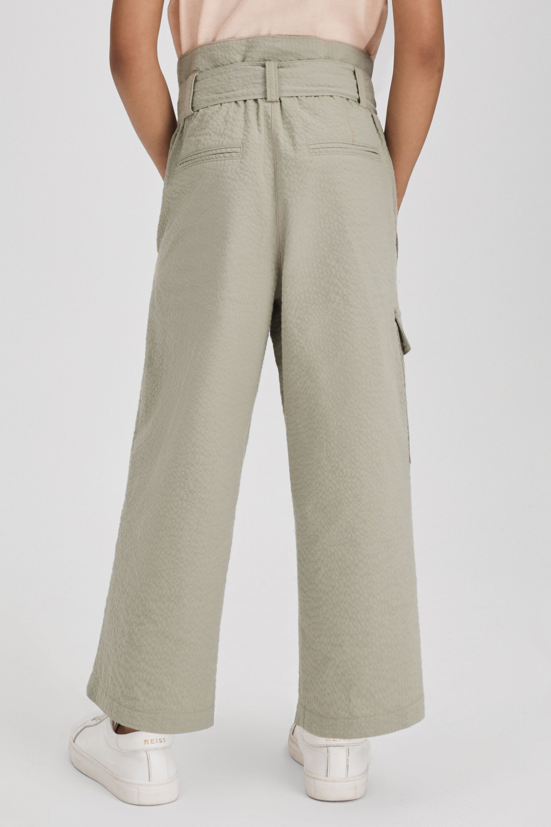 Reiss Khaki Bax Teen Textured Cargo Trousers - Image 5 of 6