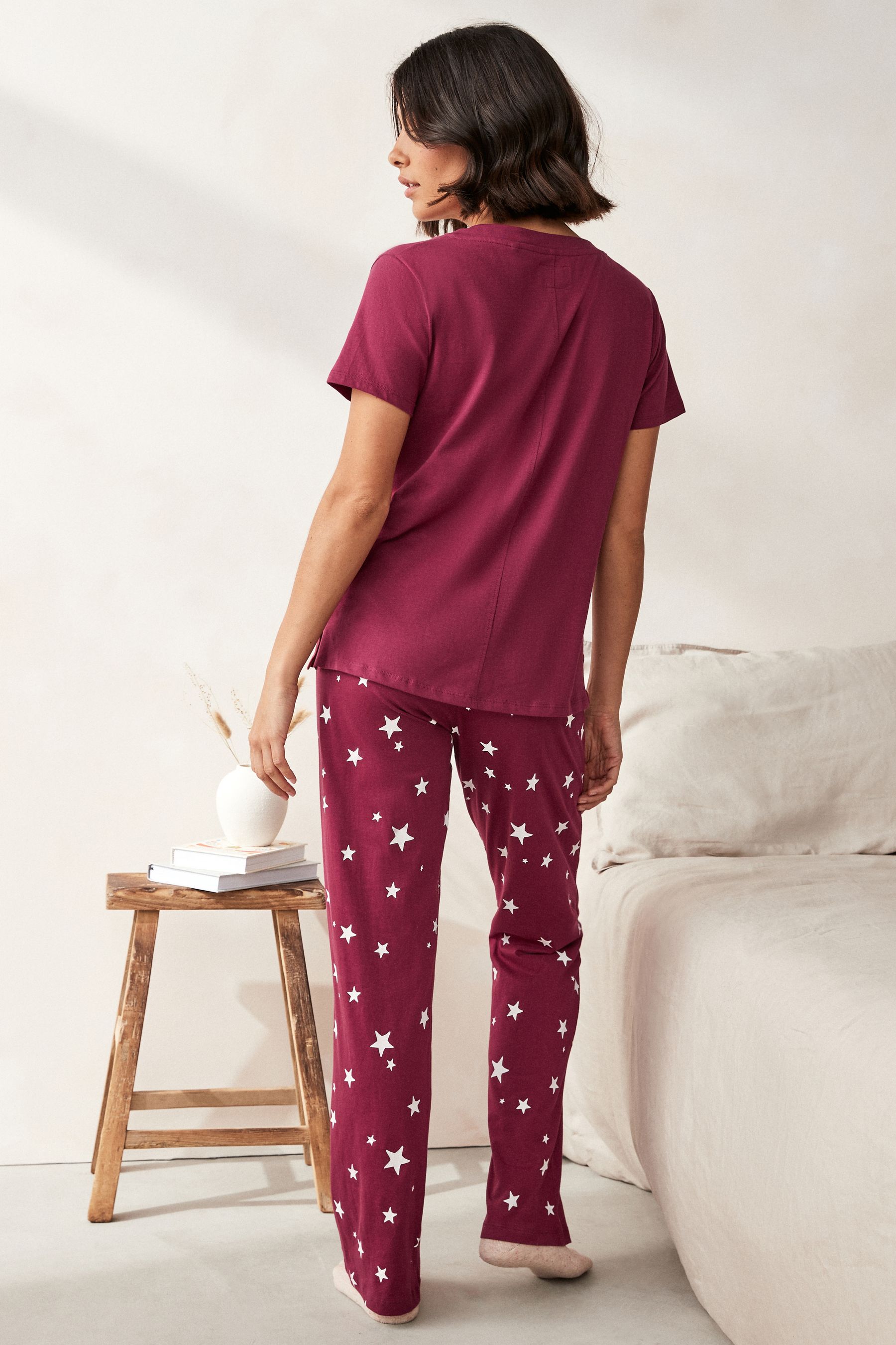 Buy Berry Red Stars 100 Cotton Short Sleeve Pyjamas from the Next UK online shop