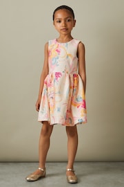 Reiss Pink Print Trinny Senior Pleated Scuba Dress - Image 1 of 5