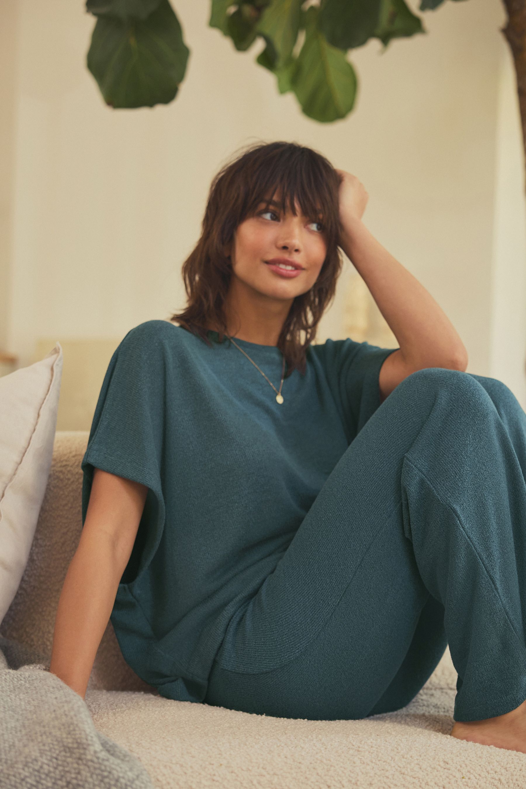 Buy Teal Blue Knitted Short Sleeve Lounge Set from the Next UK online shop