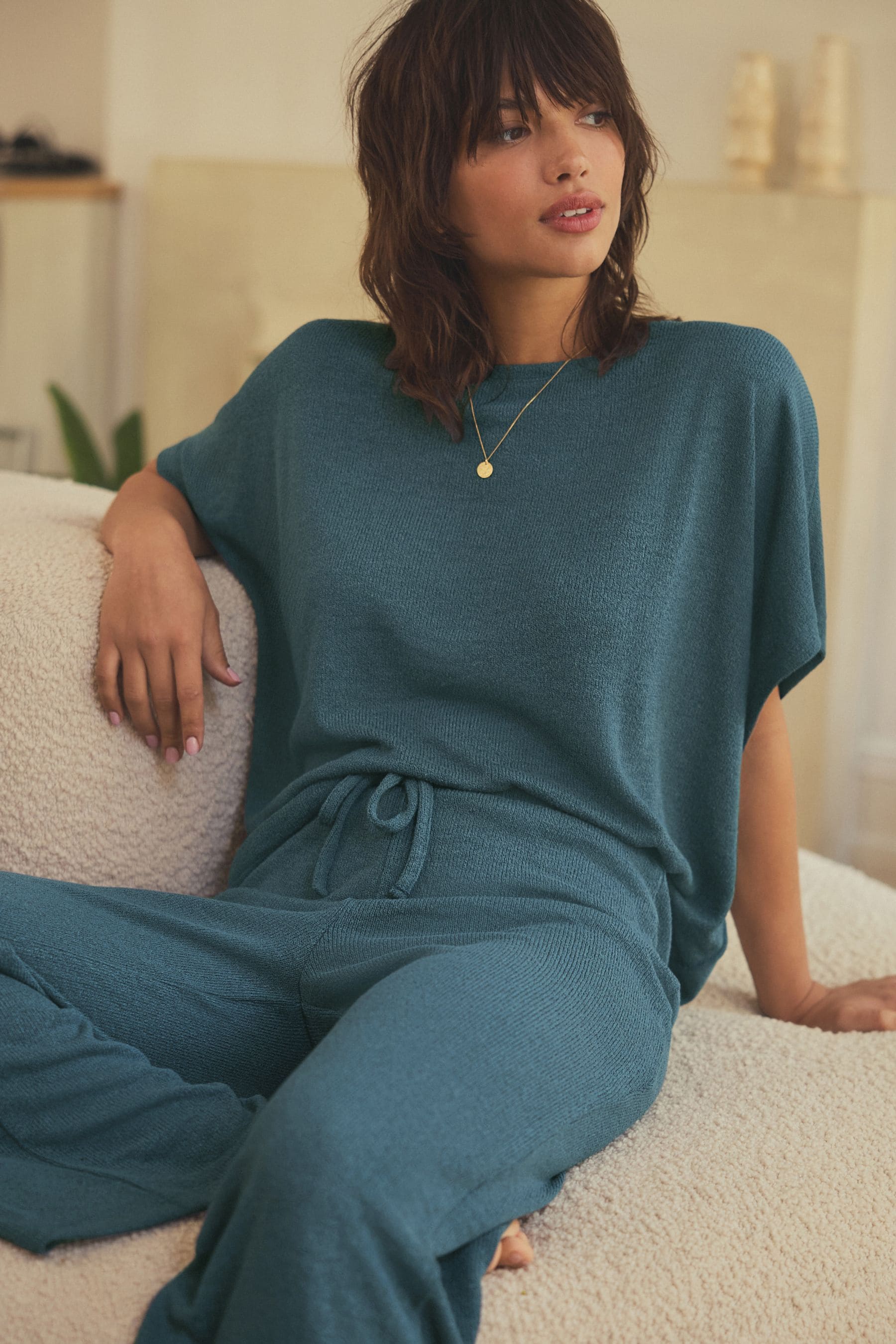 Buy Teal Blue Knitted Short Sleeve Lounge Set from the Next UK online shop