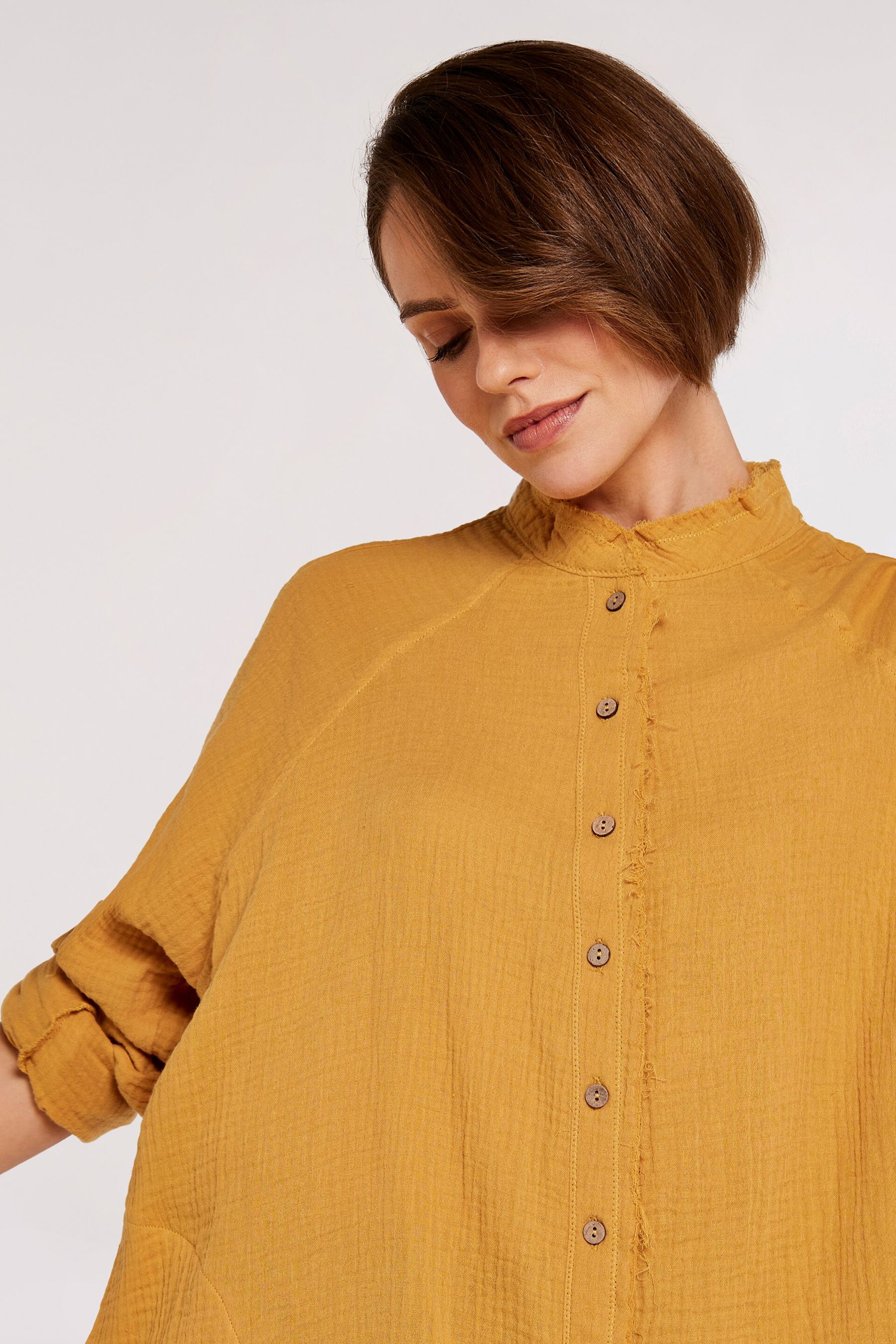 Apricot Mustard Yellow Tetra Oversized Shirt - Image 4 of 4