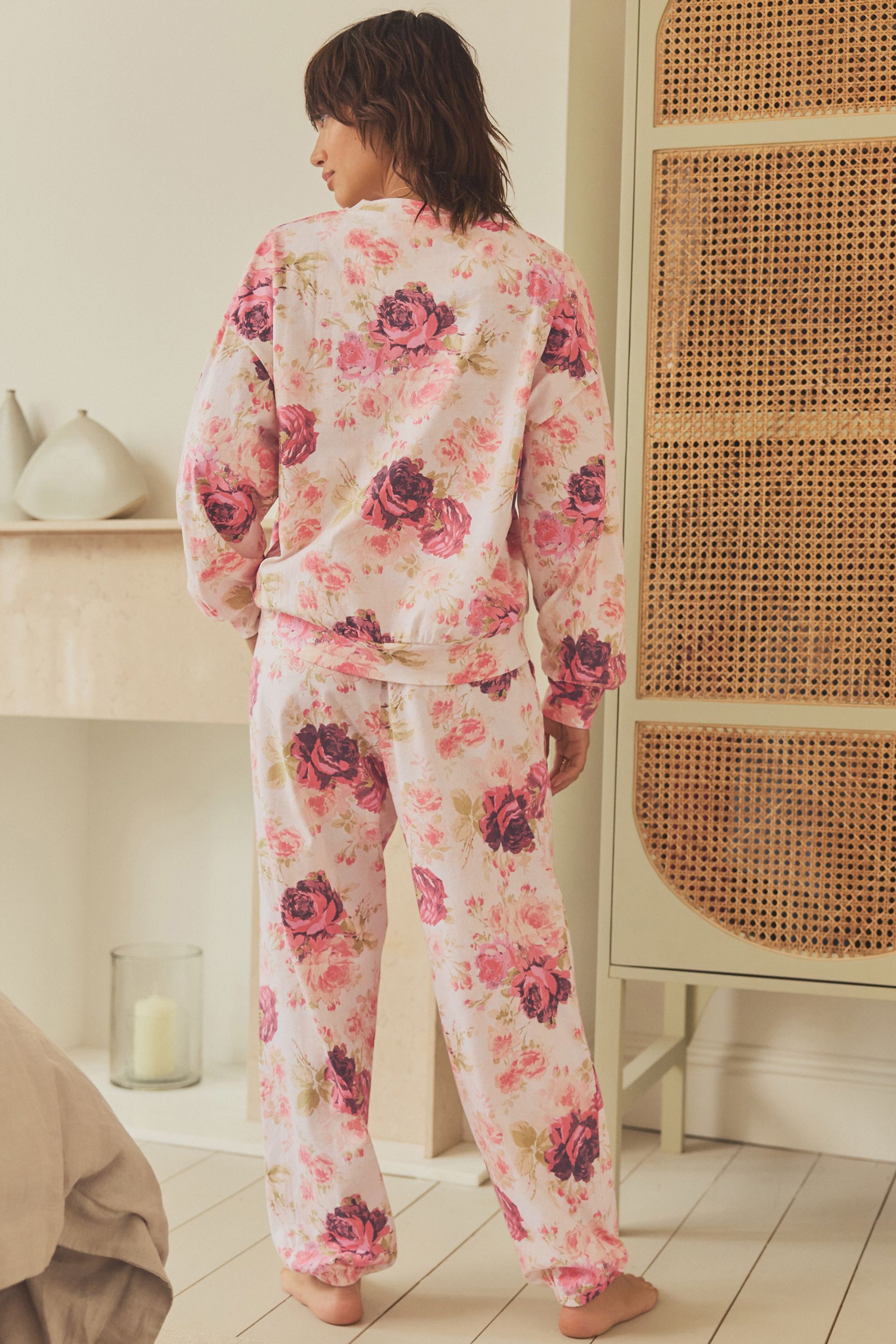 Floral fleece pyjamas clearance