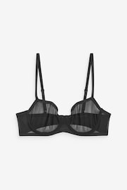 Black Non Pad Balcony Invisible Bonded Mesh Balcony Bra - Image 5 of 6