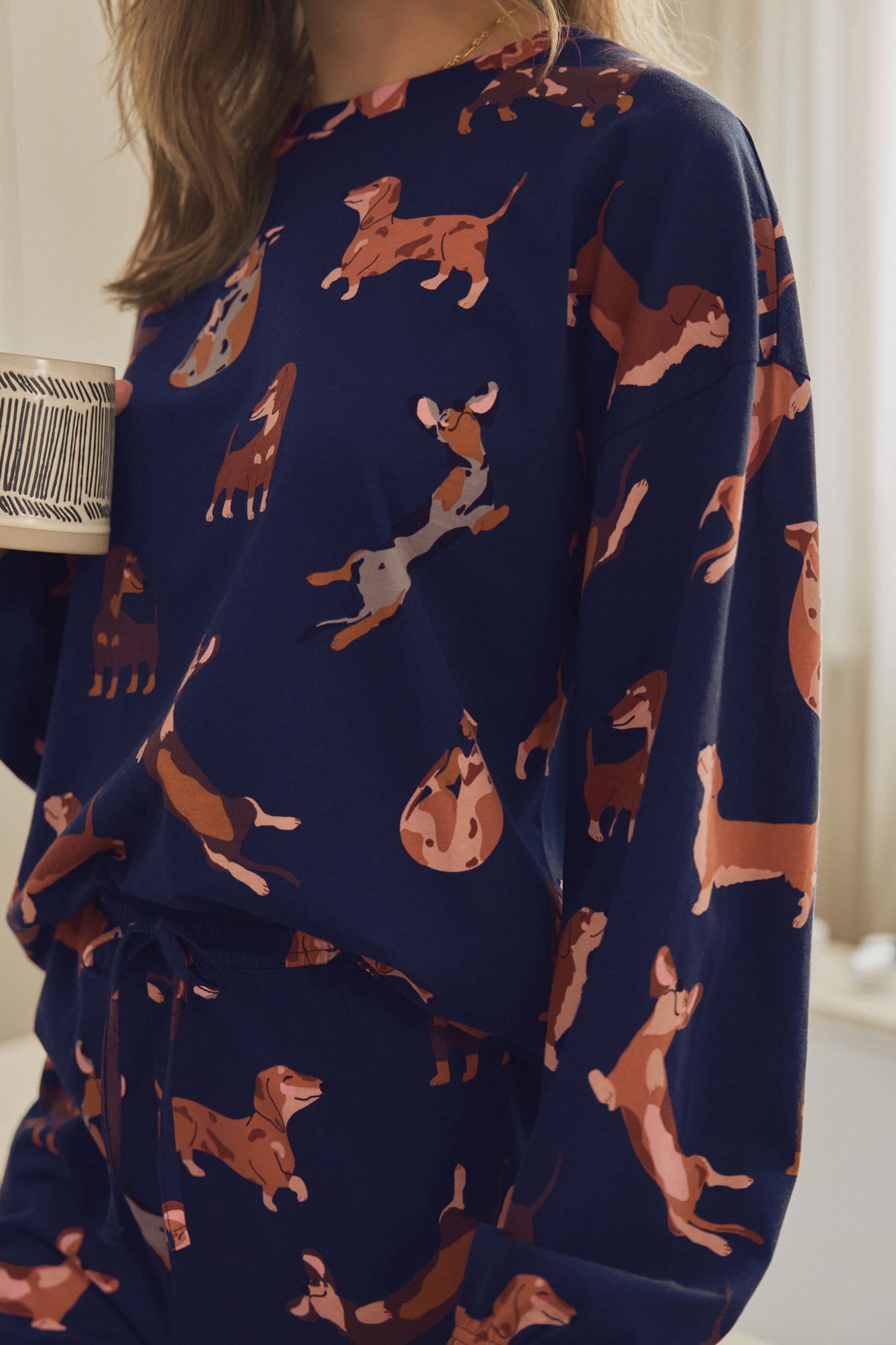 Buy Navy Blue Dachshund 100 Cotton Long Sleeve Pyjamas from the Next UK online shop