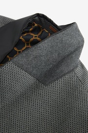 Charcoal Grey Tailored Textured Tuxedo Suit Jacket - Image 7 of 13