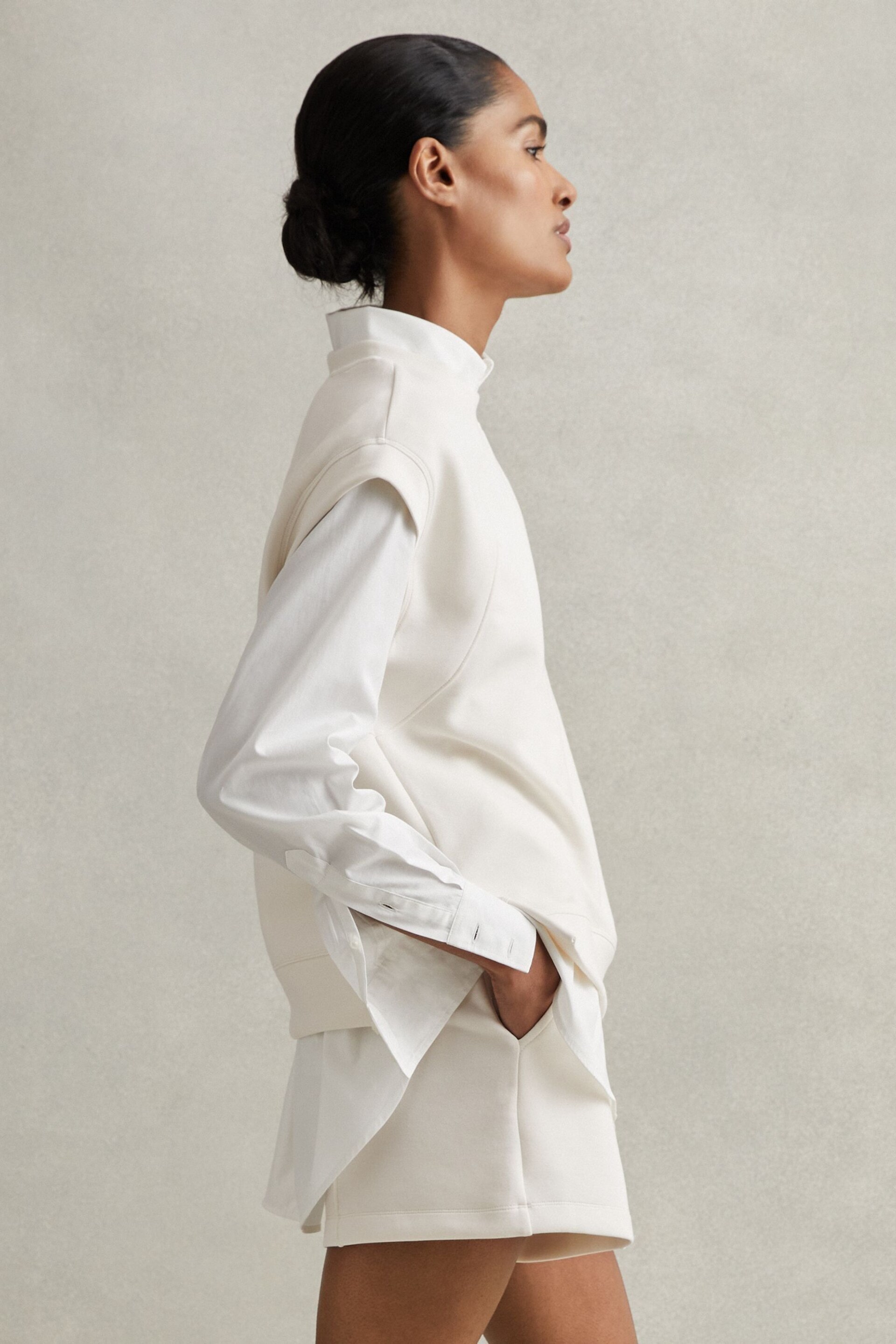 Reiss Ivory Joanna Modal Blend Co-Ord Sweatshirt - Image 5 of 7