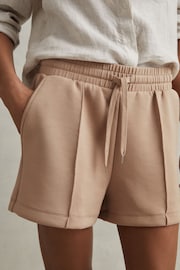 Reiss Camel Joanna Modal Blend Drawstring Co-Ord Sweat Shorts - Image 3 of 6