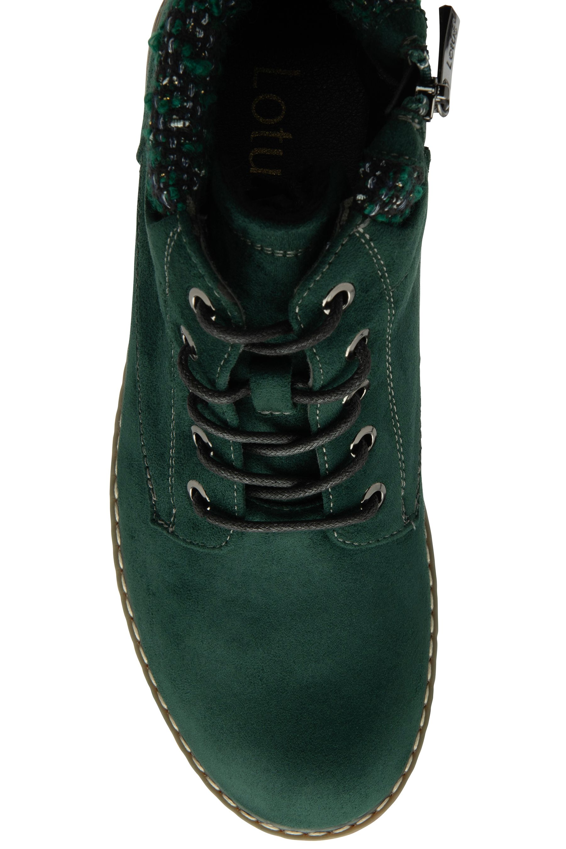Green lace up shop booties