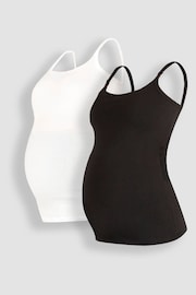 JoJo Maman Bébé Black & White 2-Pack Maternity & Nursing Vest Tops - Image 1 of 7