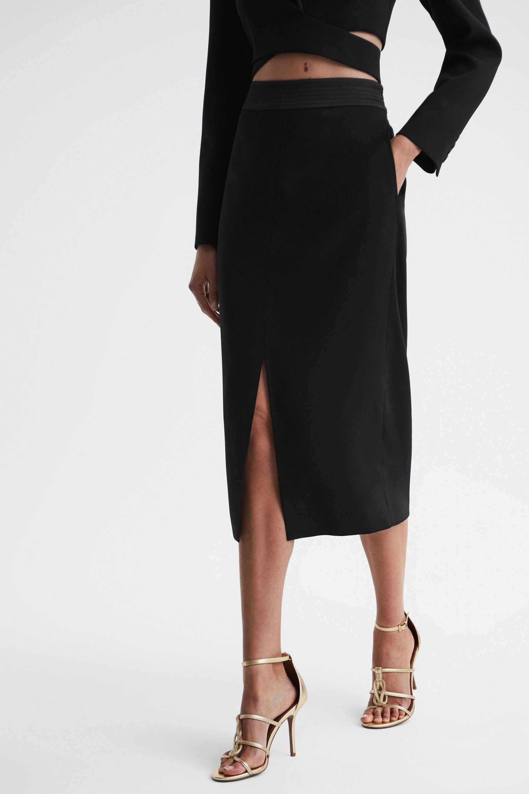 Satin midi skirt reiss cheap