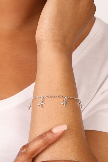 Caramel Jewellery London Silver 'Kisses' Charm Delicate Bracelet