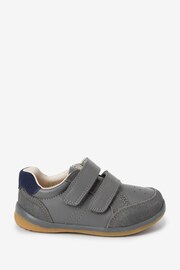 Grey Standard Fit (F) Touch Fastening Leather First Walker Baby Shoes - Image 1 of 5